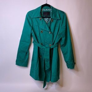 Attention Deep Jade Green Trench Coat Jacket